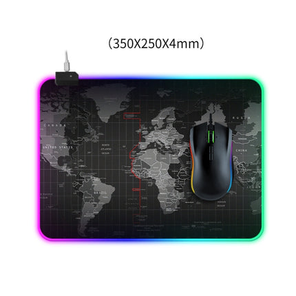 Computer World Map Pattern Illuminated Mouse Pad, Size: 35 x 25 x 0.4cm-garmade.com