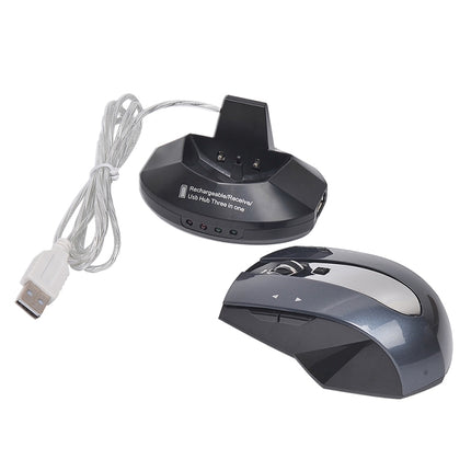 MZ-011 2.4GHz 1600DPI Wireless Rechargeable Optical Mouse with HUB Function(Blue)-garmade.com