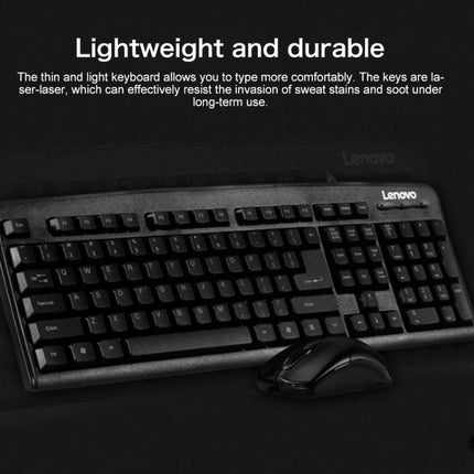 Lenovo KM4800 Simple Wired Keyboard Mouse Set, Matte Version (Black)-garmade.com