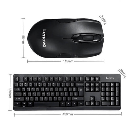 Lenovo KN101 Simple Wireless Keyboard Mouse Set (Black)-garmade.com