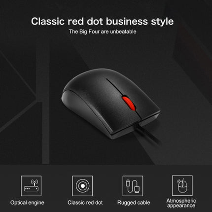 Lenovo M120 Pro Fashion Office Red Dot Wired Mouse (Black)-garmade.com