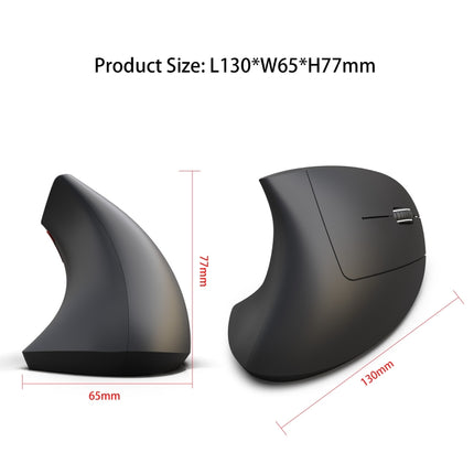 HXSJ T29 Bluetooth 3.0 Wireless Bluetooth 6-Keys 2400 DPI Adjustable Ergonomics Optical Vertical Mouse(Black)-garmade.com