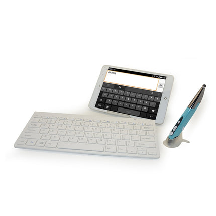 KM-909 2.4GHz Wireless Multimedia Keyboard + Wireless Optical Pen Mouse with USB Receiver Set (White)-garmade.com