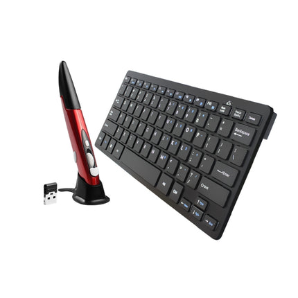 KM-808 2.4GHz Wireless Multimedia Keyboard + Wireless Optical Pen Mouse with USB Receiver Set (Black)-garmade.com