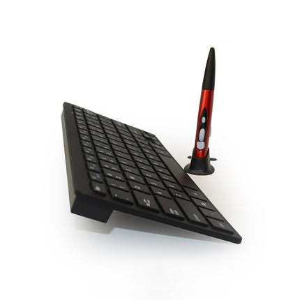 KM-808 2.4GHz Wireless Multimedia Keyboard + Wireless Optical Pen Mouse with USB Receiver Set (Black)-garmade.com