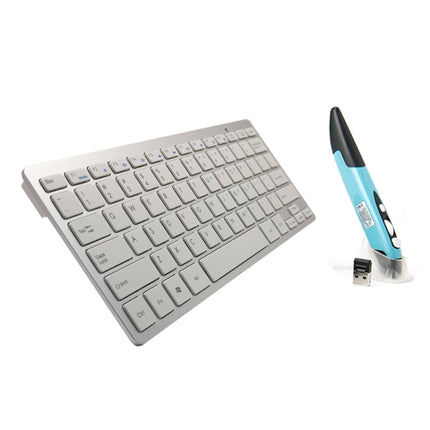 KM-808 2.4GHz Wireless Multimedia Keyboard + Wireless Optical Pen Mouse with USB Receiver Set (White)-garmade.com