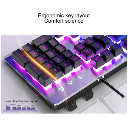 YINDIAO K002 USB Wired Mechanical Feel RGB Backlight Keyboard + Optical Mouse + Headset Set(White)-garmade.com