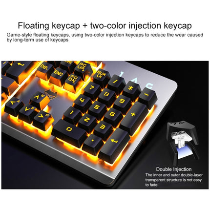 YINDIAO K002 USB Wired Mechanical Feel Orange Backlight Keyboard + Optical Mouse + Headset Set(Black)-garmade.com