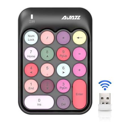 Ajazz AK18 2.4G Mini Wireless Mixed Color Keys Numeric Keyboard (Black)-garmade.com