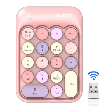 Ajazz AK18 2.4G Mini Wireless Mixed Color Keys Numeric Keyboard (Pink)-garmade.com