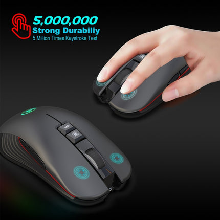 HXSJ T30 2.4GHz 8-key USB Rechargeable Colorful Glowing 3600DPI Four-speed Adjustable Wireless Optical Mute Gaming Mouse-garmade.com