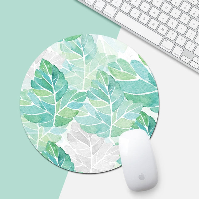 Green Sunflower Pattern Circular Mouse Pad, Diameter: 22cm-garmade.com