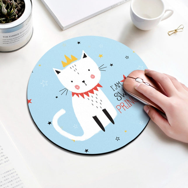 Princess Cat Pattern Circular Mouse Pad, Diameter: 22cm-garmade.com