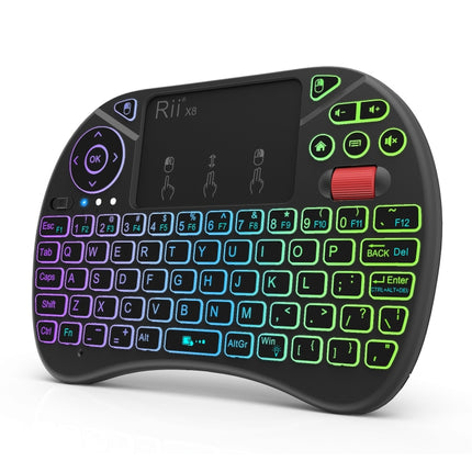 Rii X8 RT716 2.4GHz Mini Wireless QWERTY 71 Keys Keyboard, 2.5 inch Touchpad Combo with Backlight(Black)-garmade.com