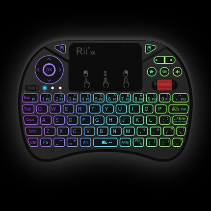 Rii X8 RT716 2.4GHz Mini Wireless QWERTY 71 Keys Keyboard, 2.5 inch Touchpad Combo with Backlight(Black)-garmade.com