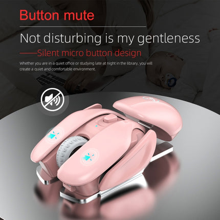 HXSJ T37 2.4GHz 1600dpi 3-modes Adjustable Wireless Mute Mouse (Pink)-garmade.com