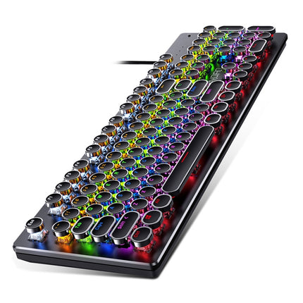 YINDIAO Electroplating Punk Mixed Light USB Mechanical Gaming Wired Keyboard, Tea Shaft (Black)-garmade.com