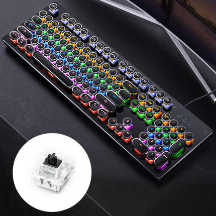 YINDIAO Electroplating Punk Mixed Light USB Mechanical Gaming Wired Keyboard, Black Shaft (Black)-garmade.com