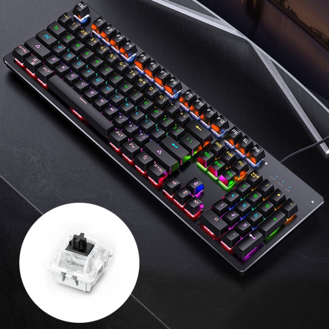 YINDIAO Classic Square Keys Mixed Light USB Mechanical Gaming Wired Keyboard, Black Shaft (Black)-garmade.com