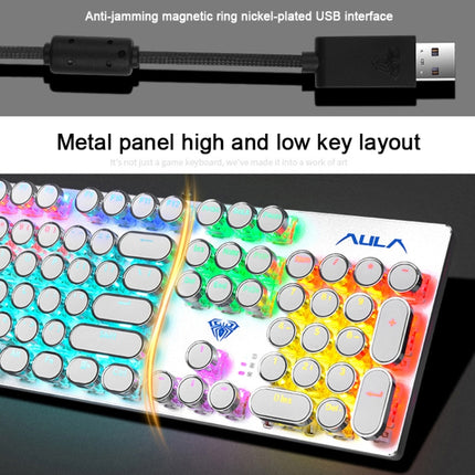 AULA S2016 104-keys Square Key Cap Mixing Light Mechanical Blue Switch Metal Panel Wired USB Gaming Keyboard, Length: 1.6m-garmade.com