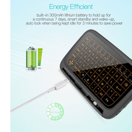 H18+ 2.4GHz Mini Wireless Keyboard Full Touchpad with 3-Level Adjustable Backlight(Black)-garmade.com