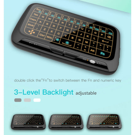 H18+ 2.4GHz Mini Wireless Keyboard Full Touchpad with 3-Level Adjustable Backlight(Black)-garmade.com