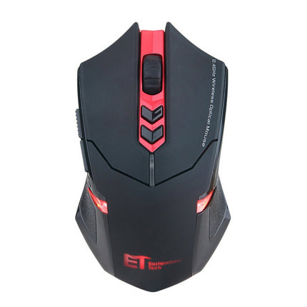 ET X-08 7-keys 2400DPI 2.4G Wireless Mute Gaming Mouse with USB Receiver & Colorful Backlight (Red)-garmade.com