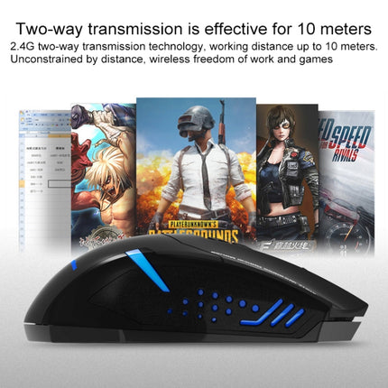 ET X-08 7-keys 2400DPI 2.4G Wireless Mute Gaming Mouse with USB Receiver & Colorful Backlight (Red)-garmade.com