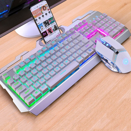 YINDIAO V2 Mechanical Feel Gaming Keyboard Mouse Set (White Rainbow Light)-garmade.com