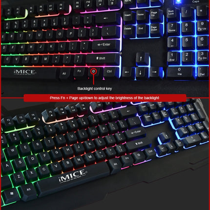 iMICE AK-400 USB Interface 104 Keys Wired Colorful Backlight Gaming Keyboard (Black)-garmade.com