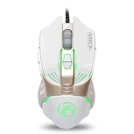 iMICE V5 USB 7 Buttons 4000 DPI Wired Optical Colorful Backlight Gaming Mouse (White)-garmade.com