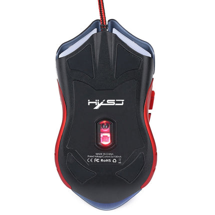 HXSJ A903 Wired 6 Keys 3200 DPI Adjustable Ergonomics Optical Gaming Mouse(Black)-garmade.com