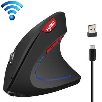 HXSJ T22 2.4GHz Wireless 4-Keys 2400 DPI Adjustable Ergonomics Optical Vertical Mouse(Black)-garmade.com