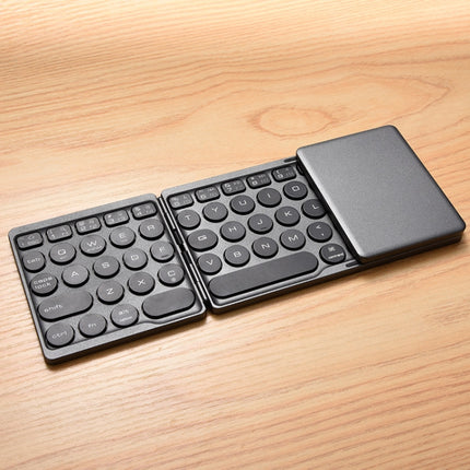 GK408 Three-fold Rechargeable Wireless Bluetooth Keyboard with Touchpad, Support Android / IOS / Windows (Black Grey)-garmade.com