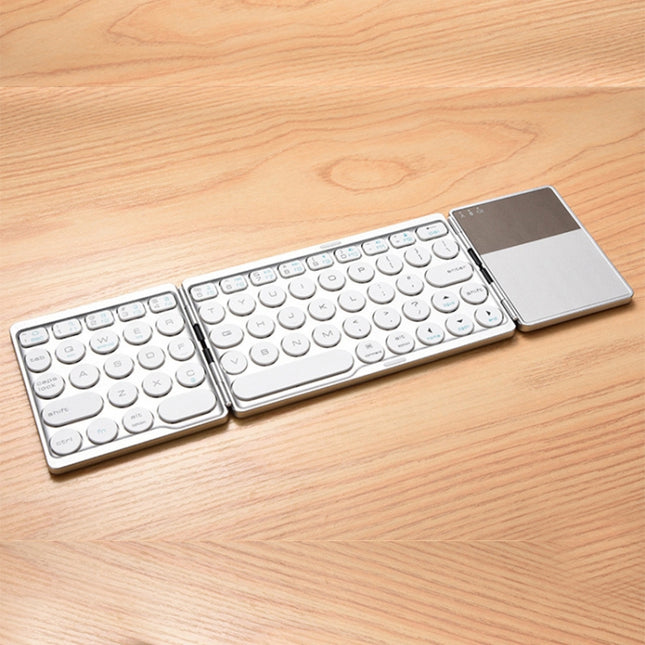 GK408 Three-fold Rechargeable Wireless Bluetooth Keyboard with Touchpad, Support Android / IOS / Windows (Silver)-garmade.com