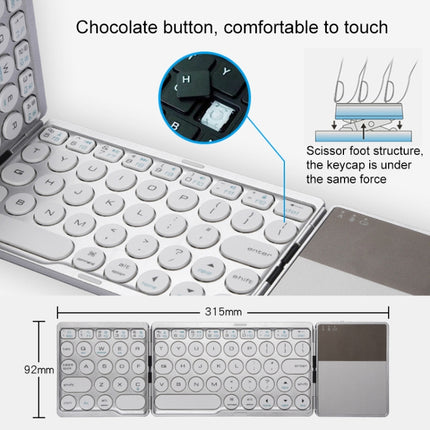 GK408 Three-fold Rechargeable Wireless Bluetooth Keyboard with Touchpad, Support Android / IOS / Windows (Silver)-garmade.com