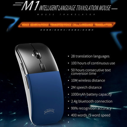 Boeleo BM01 Smart Voice Language Translation Wireless Mouse(Grey)-garmade.com