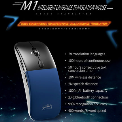 Boeleo BM01 Smart Voice Language Translation Wireless Mouse(Blue)-garmade.com