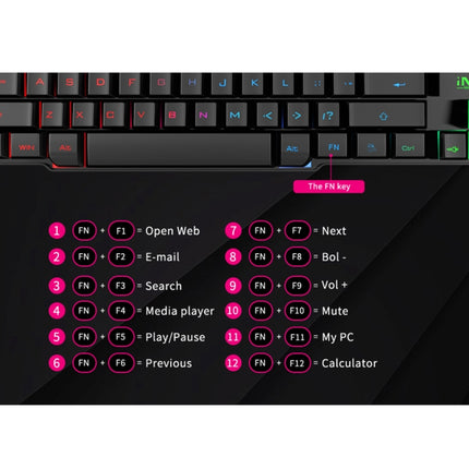 iMICE AK-600 Wired USB Floating Keycap Characters Glow Backlit Gaming Keyboard(Black)-garmade.com