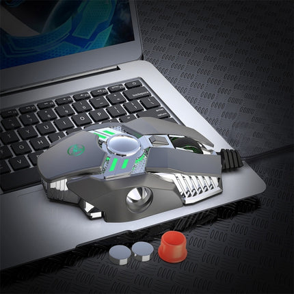 HXSJ J200 7 Keys Programmable Wired E-sports Mechanical Mouse with Light (Silver Grey)-garmade.com