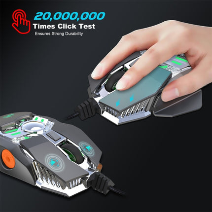 HXSJ J200 7 Keys Programmable Wired E-sports Mechanical Mouse with Light (Silver Grey)-garmade.com