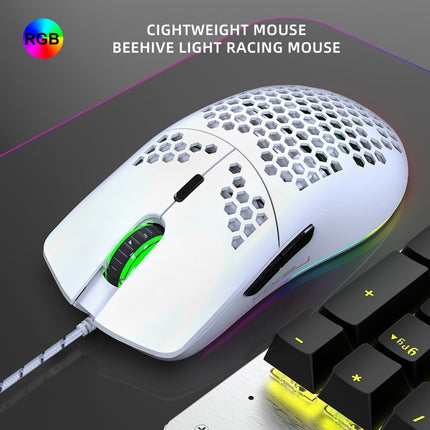 HXSJ J900 6 Keys RGB Lighting Programmable Gaming Wired Mouse (White)-garmade.com