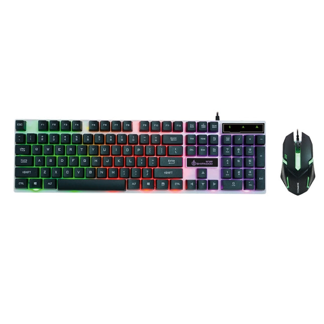 SHIPADOO D280 Wired RGB Backlight Mechanical Feel Suspension Keyboard + 3D Cool Mouse Kit (Black)-garmade.com