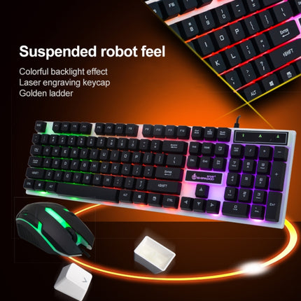 SHIPADOO D280 Wired RGB Backlight Mechanical Feel Suspension Keyboard + 3D Cool Mouse Kit (Black)-garmade.com
