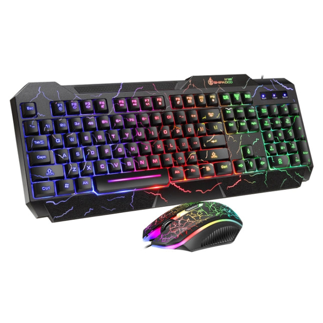 SHIPADOO D620 104-key Wired RGB Color Cracked Backlight Gaming Keyboard Mouse Kit-garmade.com