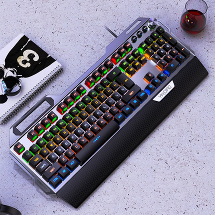 YINDIAO K100 USB Metal Mechanical Gaming Wired Keyboard, Mixed Light Blue Shaft(Black)-garmade.com