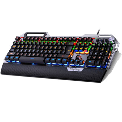 YINDIAO K100 USB Metal Mechanical Gaming Wired Keyboard, Mixed Light Blue Shaft(Black)-garmade.com