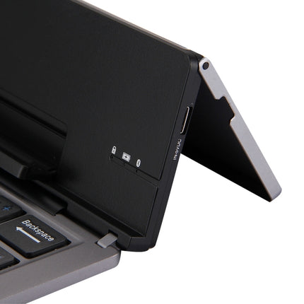 F18 Ultra-slim Rechargeable Foldable 58 Keys Bluetooth Wireless Keyboard with Holder (Grey)-garmade.com