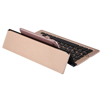 F18 Ultra-slim Rechargeable Foldable 58 Keys Bluetooth Wireless Keyboard with Holder (Gold)-garmade.com