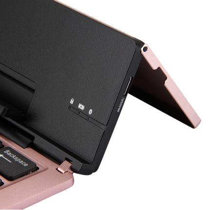 F18 Ultra-slim Rechargeable Foldable 58 Keys Bluetooth Wireless Keyboard with Holder(Rose Gold)-garmade.com